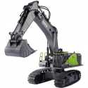 EXCAVADORA HUINA 1593 1/14 COLOR VERDE PALA METALICA 2,4GHZ.