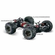 Scale 1:16 4WD High Speed Monster Truck, 2,4GHz Black/Red 2
