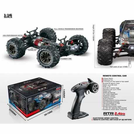 Scale 1:16 4WD High Speed Monster Truck, 2,4GHz Black/Red