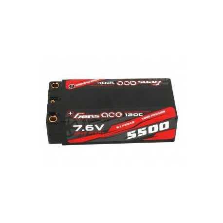 Gens ace 5500mAh 7.6V High Voltage 120C 2S2P Racing Series Shorty Black HardCase Lipo65