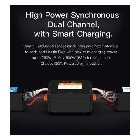 Cargador inteligente dual ISDT P20 1-8S 500W (x2) 20A (2x) 800W/35A paralelo Ladegerät