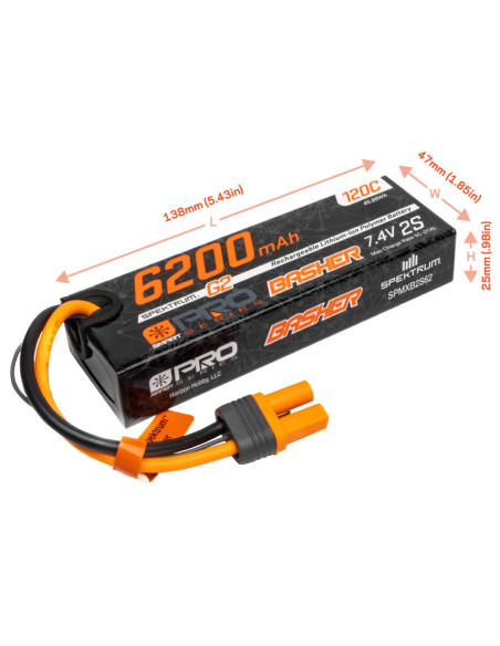 7.4V 6200mAh 2S 120C Smart G2 Pro Basher LiPo: IC5