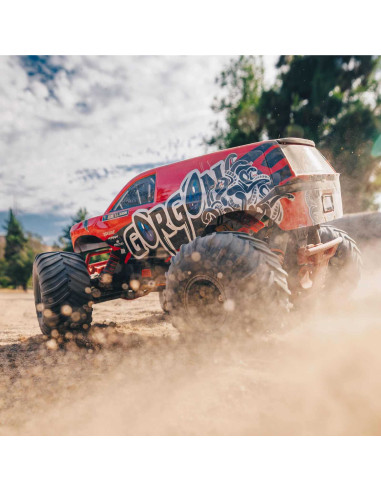 1/10 GORGON 4X2 MEGA 550 Brushed Monster Truck RTR with Battery & Charger, Red