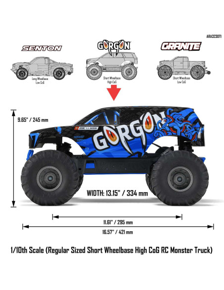 1/10 GORGON 4X2 MEGA 550 Brushed Monster Truck RTR