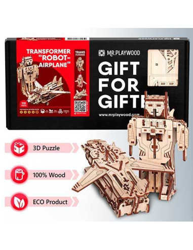 Mr. Playwood Transformer Robot Avión 119 piezas