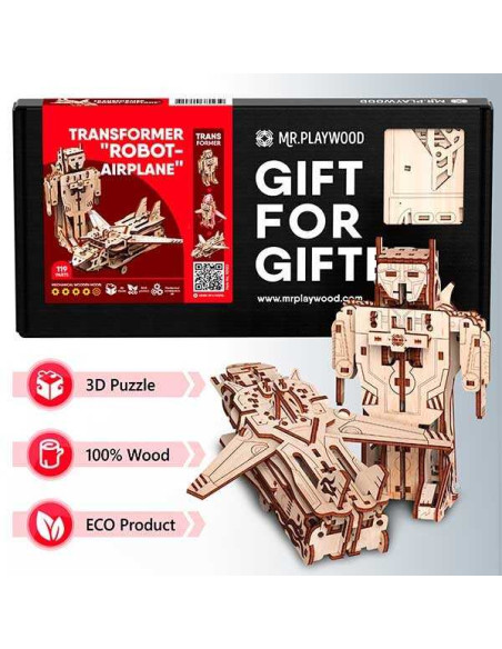 Mr. Playwood Transformer Robot Avión 119 piezas