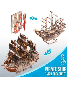 Mr. Playwood Barco Pirata "Mad Treasure" 156 piezas 2
