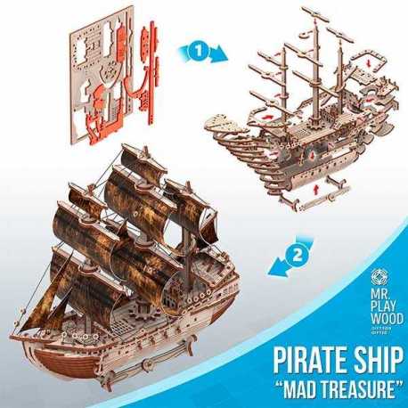 Mr. Playwood Barco Pirata "Mad Treasure" 156 piezas