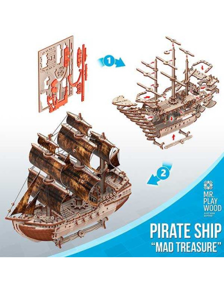 Mr. Playwood Barco Pirata "Mad Treasure" 156 piezas