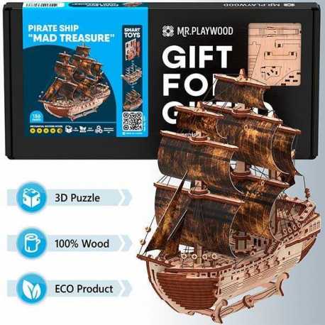 Mr. Playwood Barco Pirata "Mad Treasure" 156 piezas