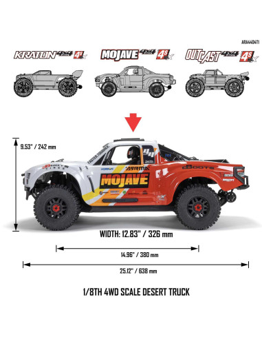 1/8 MOJAVE 4X4 4S BLX Desert Truck RTR, White