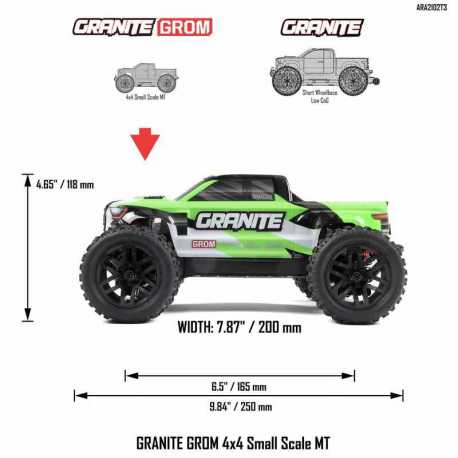 1/18 GRANITE GROM MEGA 380 Brushed 4X4 Monster Truck RTR with Battery & Charger, Blue
