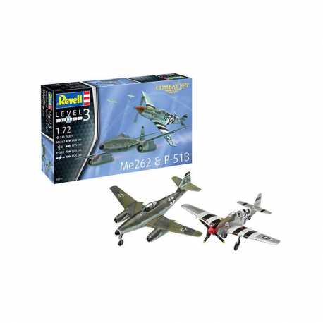 Maqueta de plástico con accesorios Revell Maqueta Set Aviones Messer. Me262 & P-51B Mustang.Escala 1:72 Revell