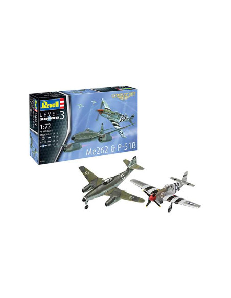 Maqueta de plástico con accesorios Revell Maqueta Set Aviones Messer. Me262 & P-51B Mustang.Escala 1:72 Revell