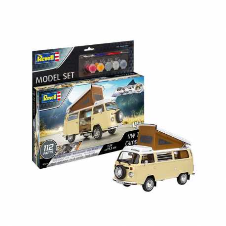 Maqueta de plástico con accesorios Revell Model Set Easy Click Furgoneta VW T2 Camper.Escala 1:24