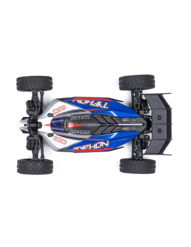 TYPHON GROM MEGA 380 Brushed 4X4 Small Scale Buggy RTR with Battery & Charger, Blue/Silver