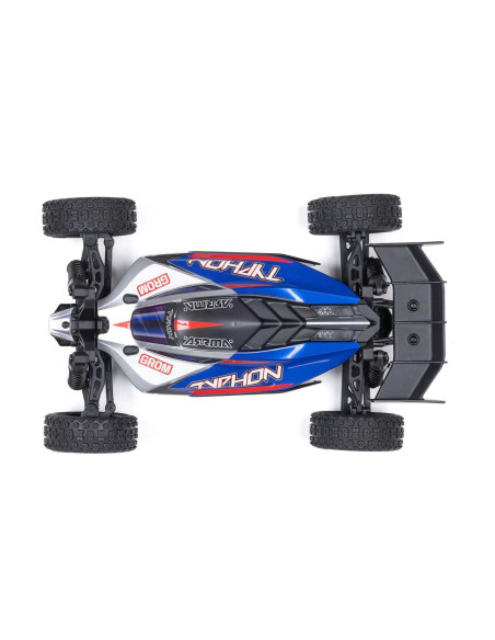 TYPHON GROM MEGA 380 Brushed 4X4 Small Scale Buggy RTR with Battery & Charger, Blue/Silver
