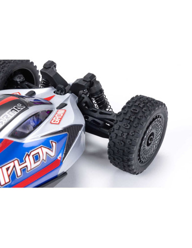 TYPHON GROM MEGA 380 Brushed 4X4 Small Scale Buggy RTR with Battery & Charger, Blue/Silver