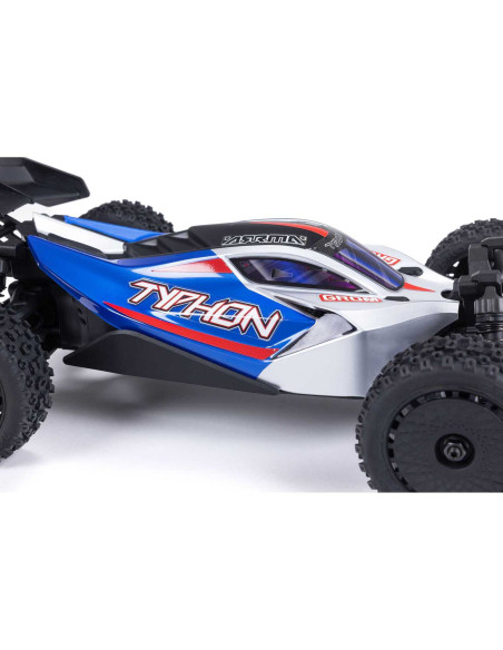 TYPHON GROM MEGA 380 Brushed 4X4 Small Scale Buggy RTR with Battery & Charger, Blue/Silver