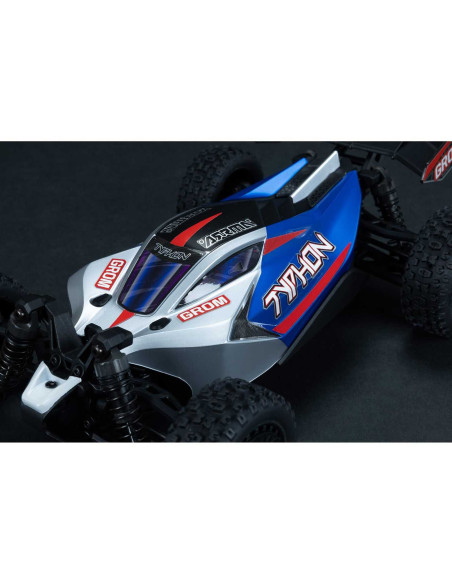 TYPHON GROM MEGA 380 Brushed 4X4 Small Scale Buggy RTR with Battery & Charger, Blue/Silver