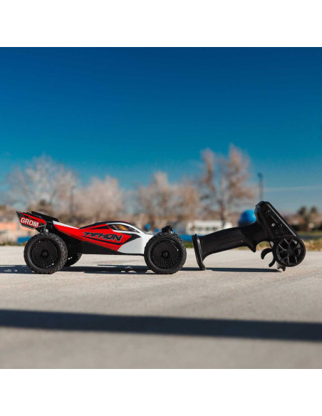 TYPHON GROM MEGA 380 Brushed 4X4 Small Scale Buggy RTR with Battery & Charger, Blue/Silver