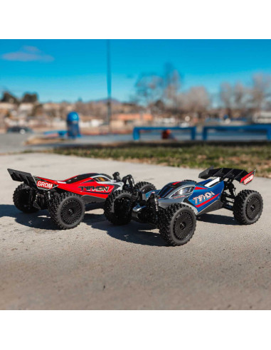TYPHON GROM MEGA 380 Brushed 4X4 Small Scale Buggy RTR with Battery & Charger, Blue/Silver