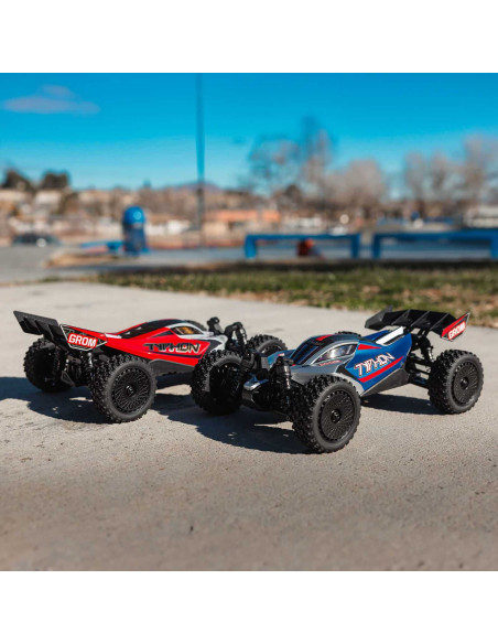 TYPHON GROM MEGA 380 Brushed 4X4 Small Scale Buggy RTR with Battery & Charger, Blue/Silver