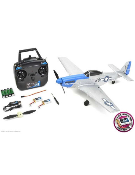 EZ-Wings - Mini P-51 Mustang - RTF - 450mm - 1+1 Li-Po Battery - USB Charger