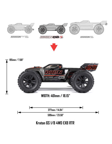 1/8 KRATON 6S BLX 4X4 EXtreme Bash Speed Monster Truck RTR, Black