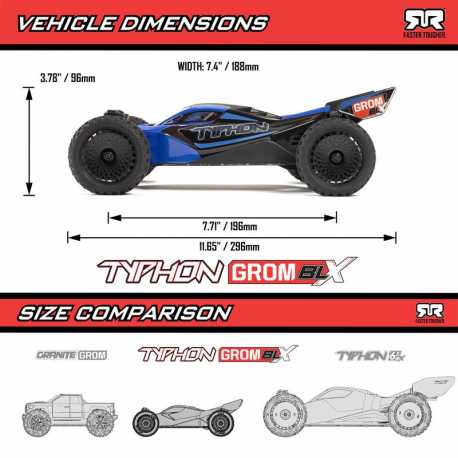 ARRMA 1/14 Typhon Grom BLX 4WD Buggy Brushless RTR Azul