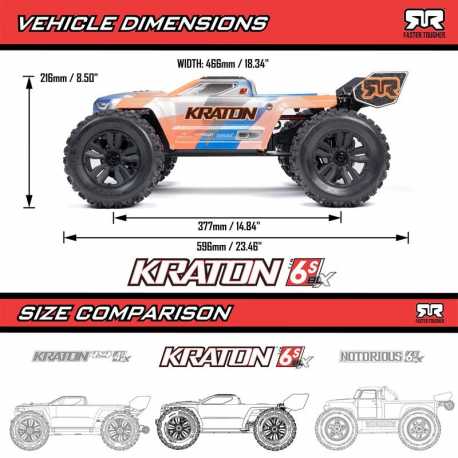 1/8 KRATON 6S V5 4WD BLX Speed Monster Truck with Spektrum Firma RTR, Red