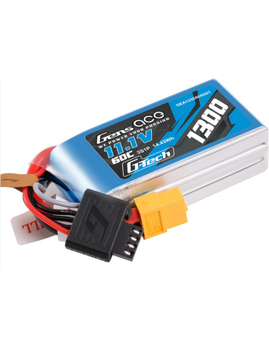 Gens Ace G-Tech 1300mAh 11.1V 60C 3S1P Lipo Battery Pack with XT60 Plug