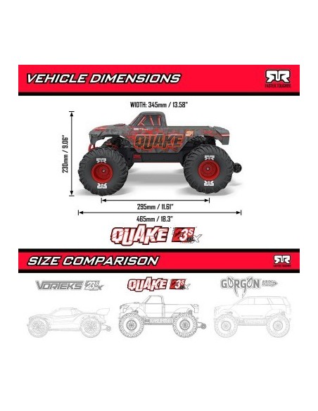 QUAKE 223S DSC 2WD RTR Brushless Monster Truck Red