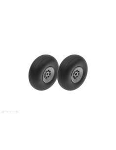 Ruedas de avión - Caucho con borde de nailon - 44 mm - Diámetro del eje: 3 mm - 2 piezas