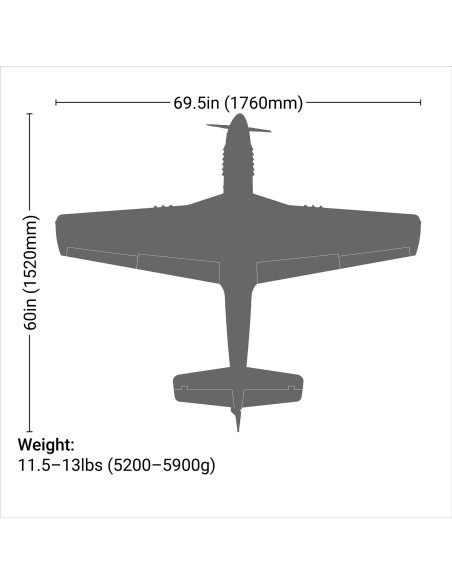 P-51D Mustang 20cc ARF, 69.5"  6S Compatible  Skill Level 3  Short Grass Hangar 9 - HAN2820B