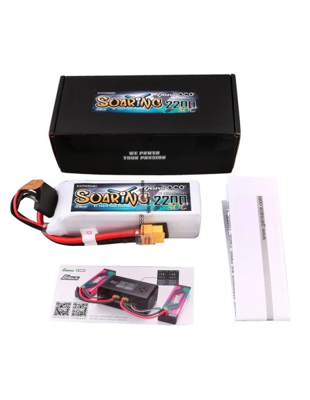 Gens ace G-Tech Soaring 2200mAh 14.8V 30C 4S1P Lipo Battery Pack with XT60 plug