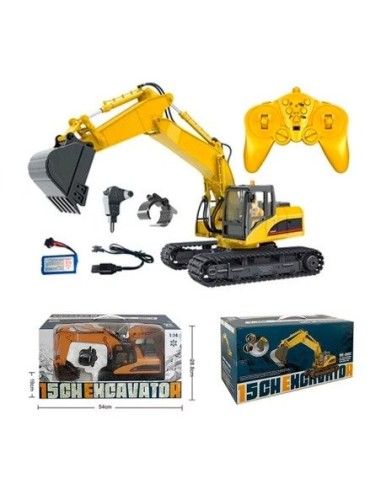 EXCAVADORA HUINA 1535 1/14 PALA METALICA 2,4GHZ