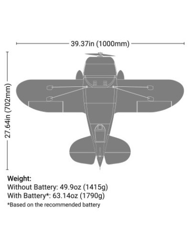 Gee Bee R-2 1.0m BNF Basic with AS3X+ and SAFE Select