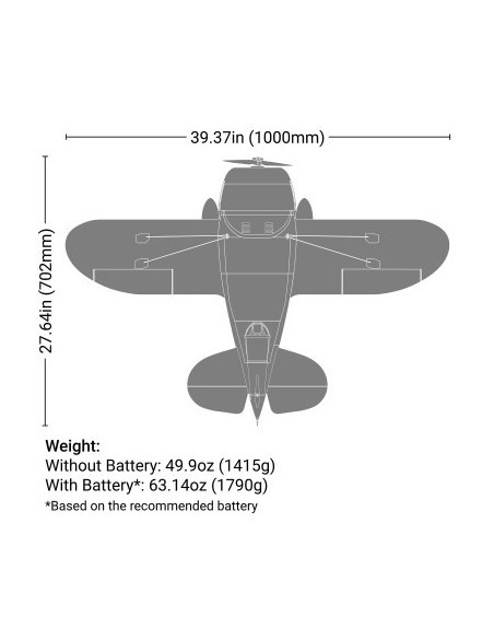 Gee Bee R-2 1.0m BNF Basic with AS3X+ and SAFE Select
