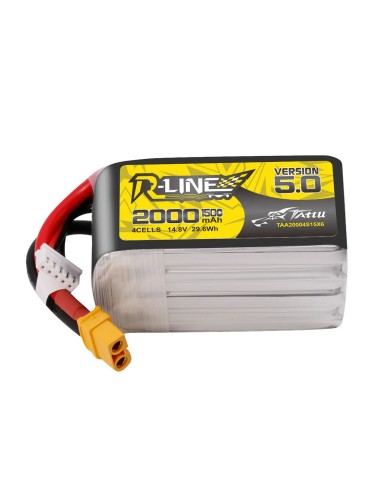 Tattu R-Line Version 5.0 2000mAh 14.8V 150C 4S1P Lipo Battery Pack with XT60 Plug