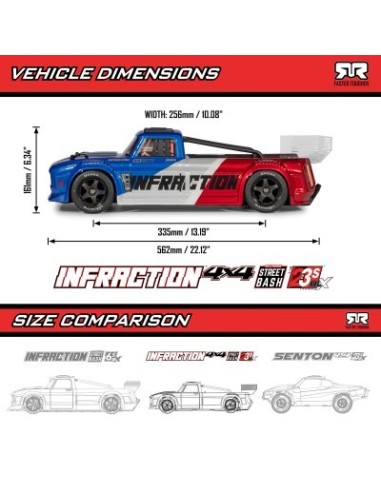 1-8 INFRACTION 223S DSC 4X4 RTR Brushless All-Road Street Bash Truck Black-Red