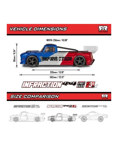 1-8 INFRACTION 223S DSC 4X4 RTR Brushless All-Road Street Bash Truck Black-Red