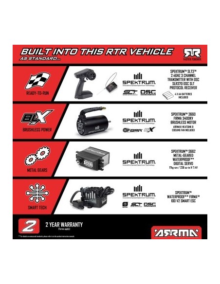 1-8 INFRACTION 223S DSC 4X4 RTR Brushless All-Road Street Bash Truck Black-Red