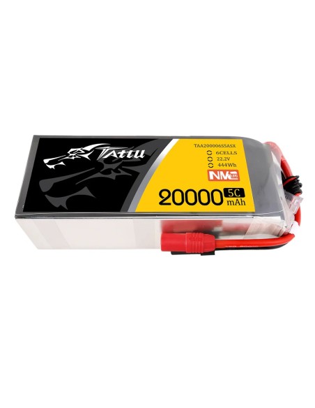 Paquete de baterías Lipo Tattu de estado semisólido de 20000 mAh, 22,2 V, 5C, 6S1P con conector AS150+XT150.