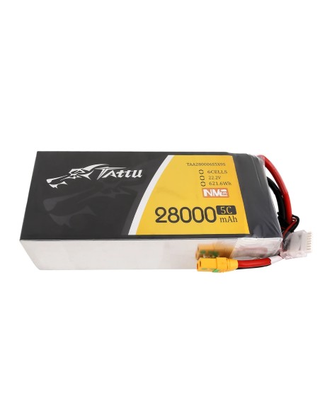 Batería Lipo Tattu de estado semisólido de 28000 mAh, 22,2 V, 5C, 6S1P con conector XT90-S.