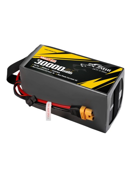 Paquete de baterías Lipo Tattu de estado semisólido de 300 Wh/kg, 30000 mAh, 5C, 44,4 V, 12S1P con AS150U-F