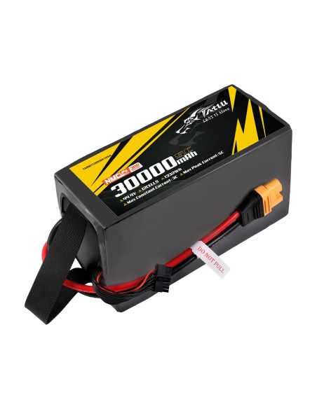 Paquete de baterías Lipo Tattu de estado semisólido de 300 Wh/kg, 30000 mAh, 5C, 44,4 V, 12S1P con AS150U-F