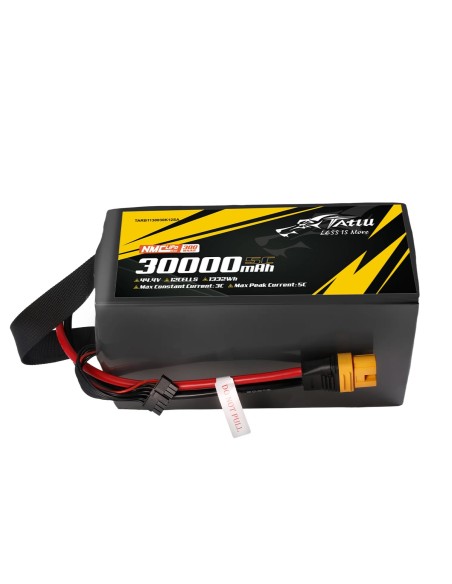 Paquete de baterías Lipo Tattu de estado semisólido de 300 Wh/kg, 30000 mAh, 5C, 44,4 V, 12S1P con AS150U-F