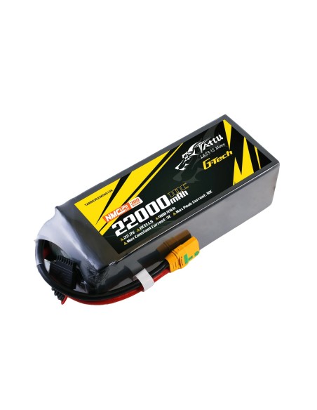 Paquete de baterías Lipo G-Tech de estado semisólido Tattu de 300 Wh/kg, 22000 mAh, 10C, 22,2 V, 6S1P, con conector XT90S-F.