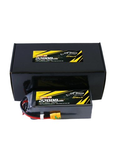 Paquete de baterías Lipo G-Tech de estado semisólido Tattu de 300 Wh/kg, 22000 mAh, 10C, 22,2 V, 6S1P, con conector XT90S-F.